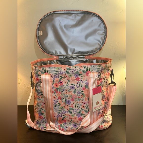 MarleyLilly Large Insulated Travel Cooler Bag Coral Floral Pattern NWTS - Picture 3 of 10